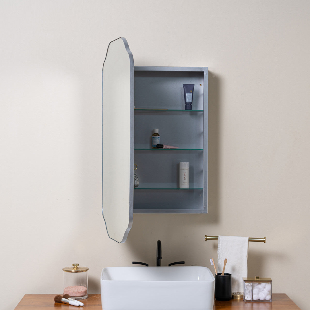 Sebastian Silver Medicine Cabinet - Recess Mount