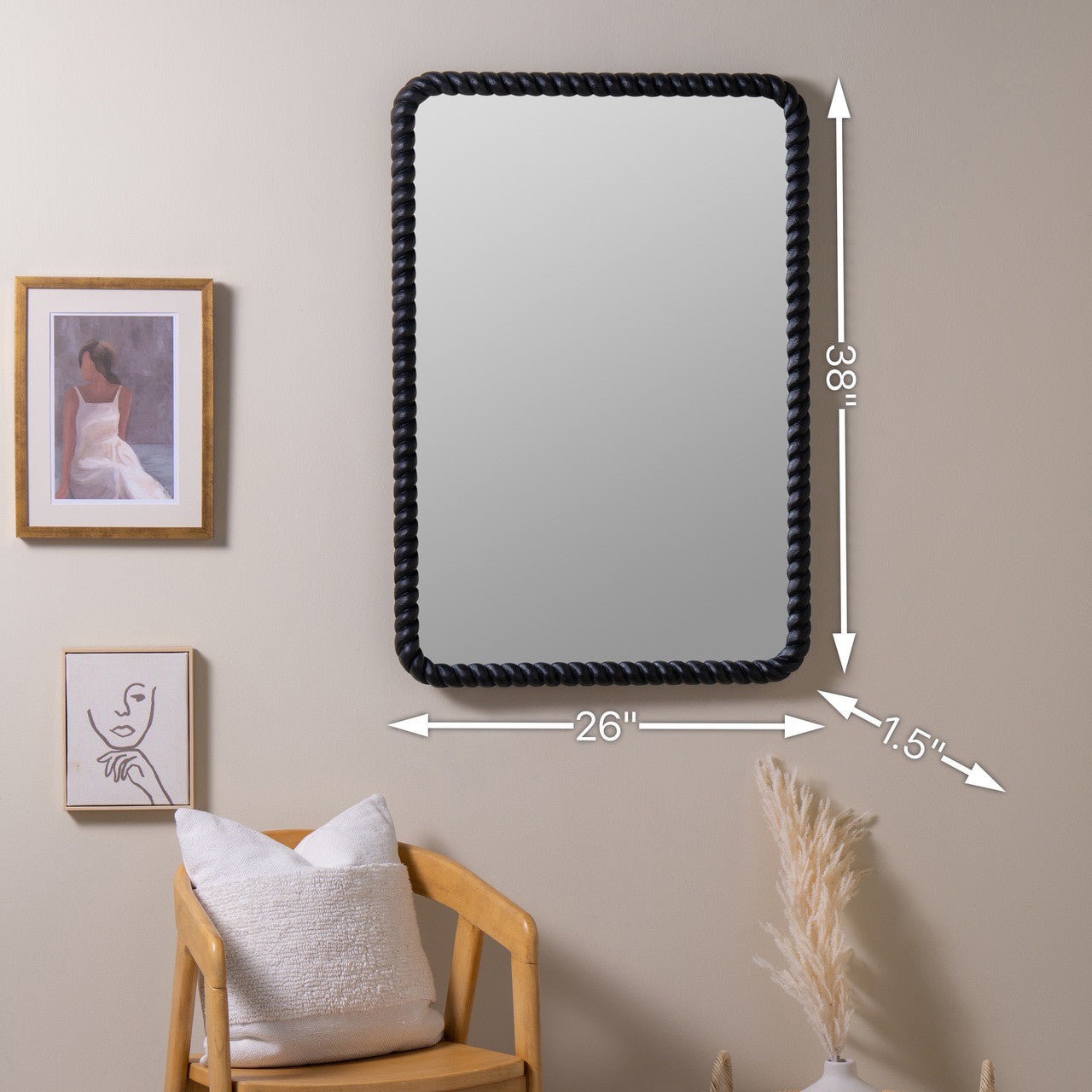 Eva Black Rectangle Mirror