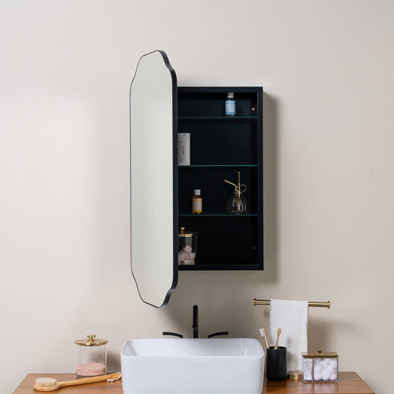 Sebastian Black Medicine Cabinet - Recess Mount