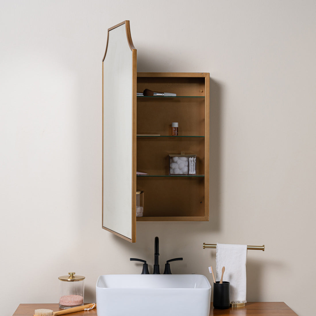 Simone Gold Medicine Cabinet - Recess Mount