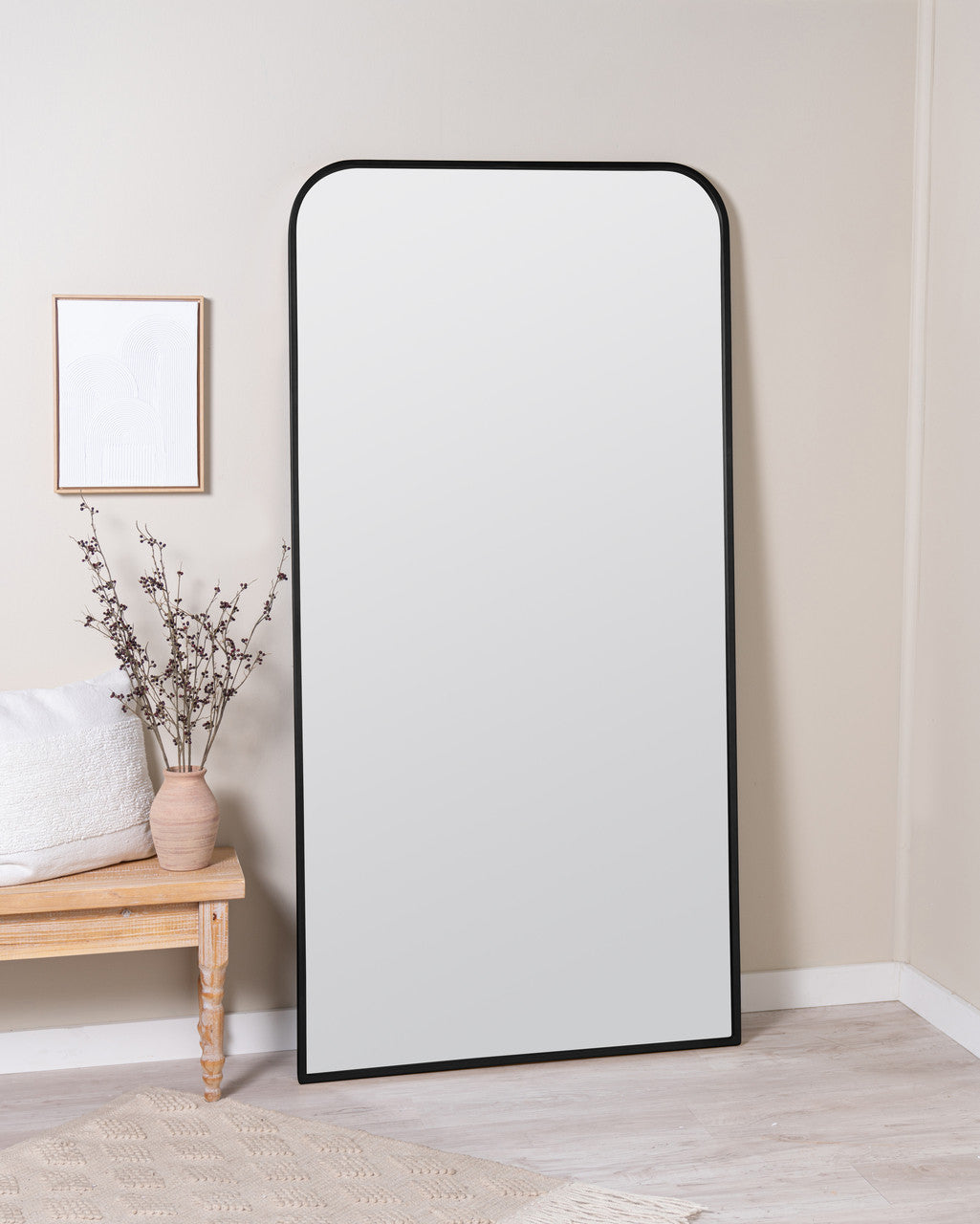 Amberly Black Floor Mirror