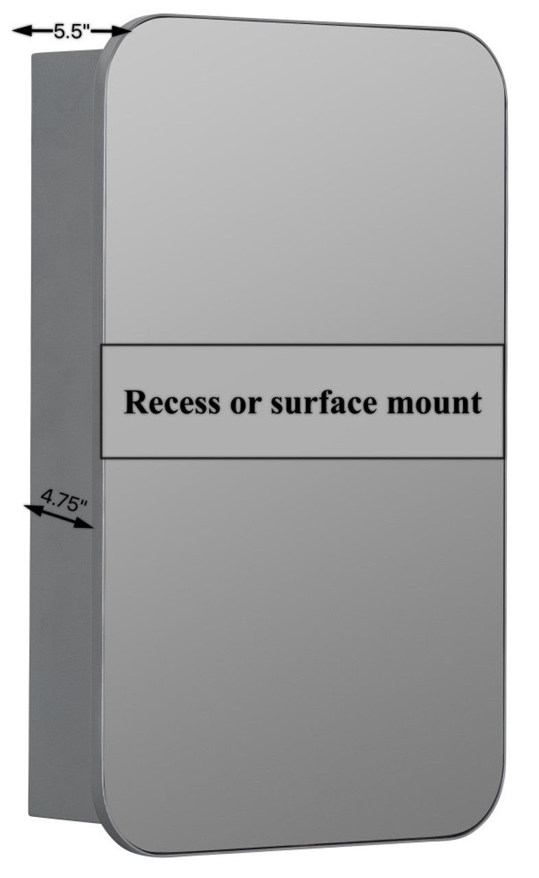 Hadley Silver Medicine Cabinet - Recess Mount