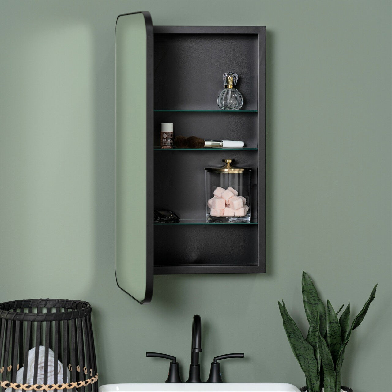 Hadley Black Medicine Cabinet - Recess Mount