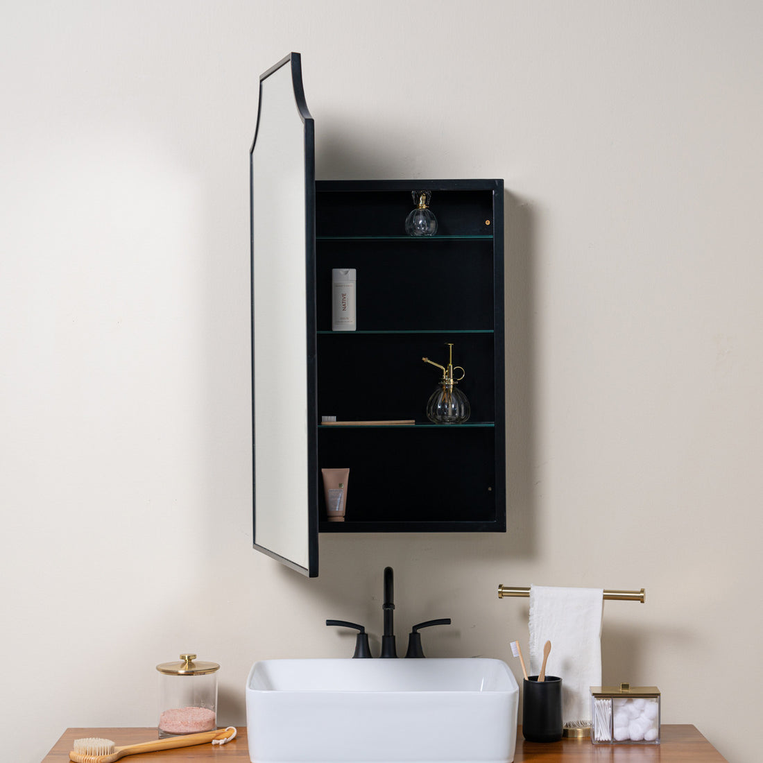 Simone Black Medicine Cabinet - Recess Mount