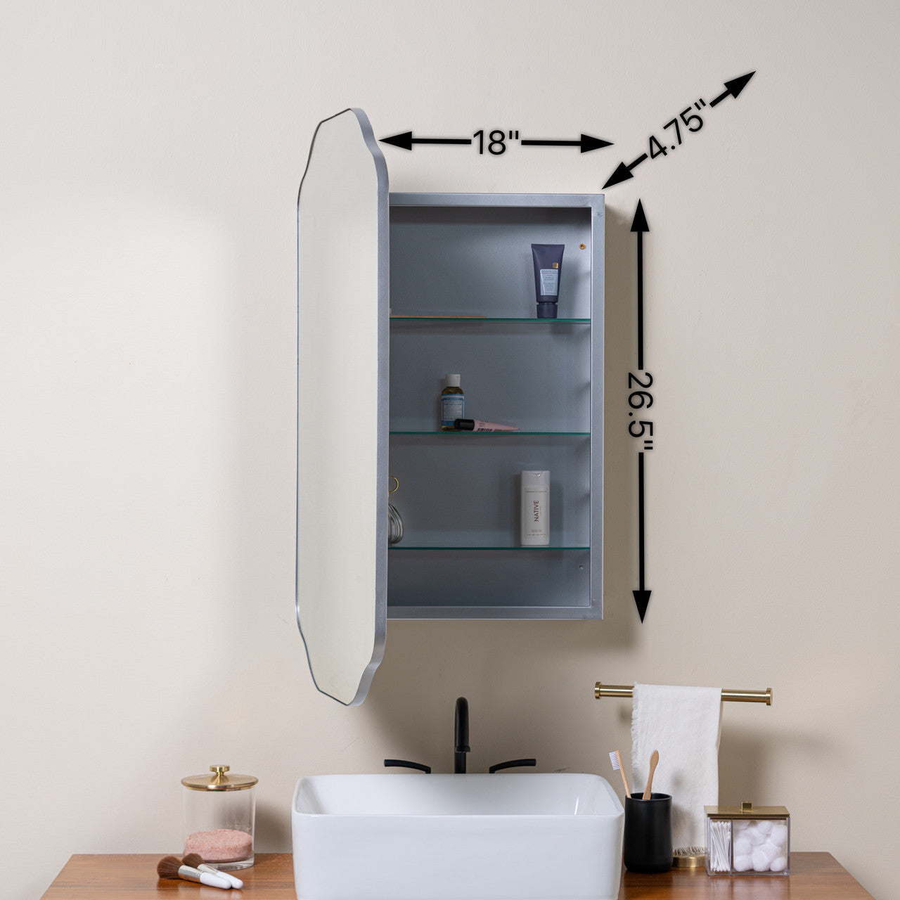 Sebastian Silver Medicine Cabinet - Recess Mount