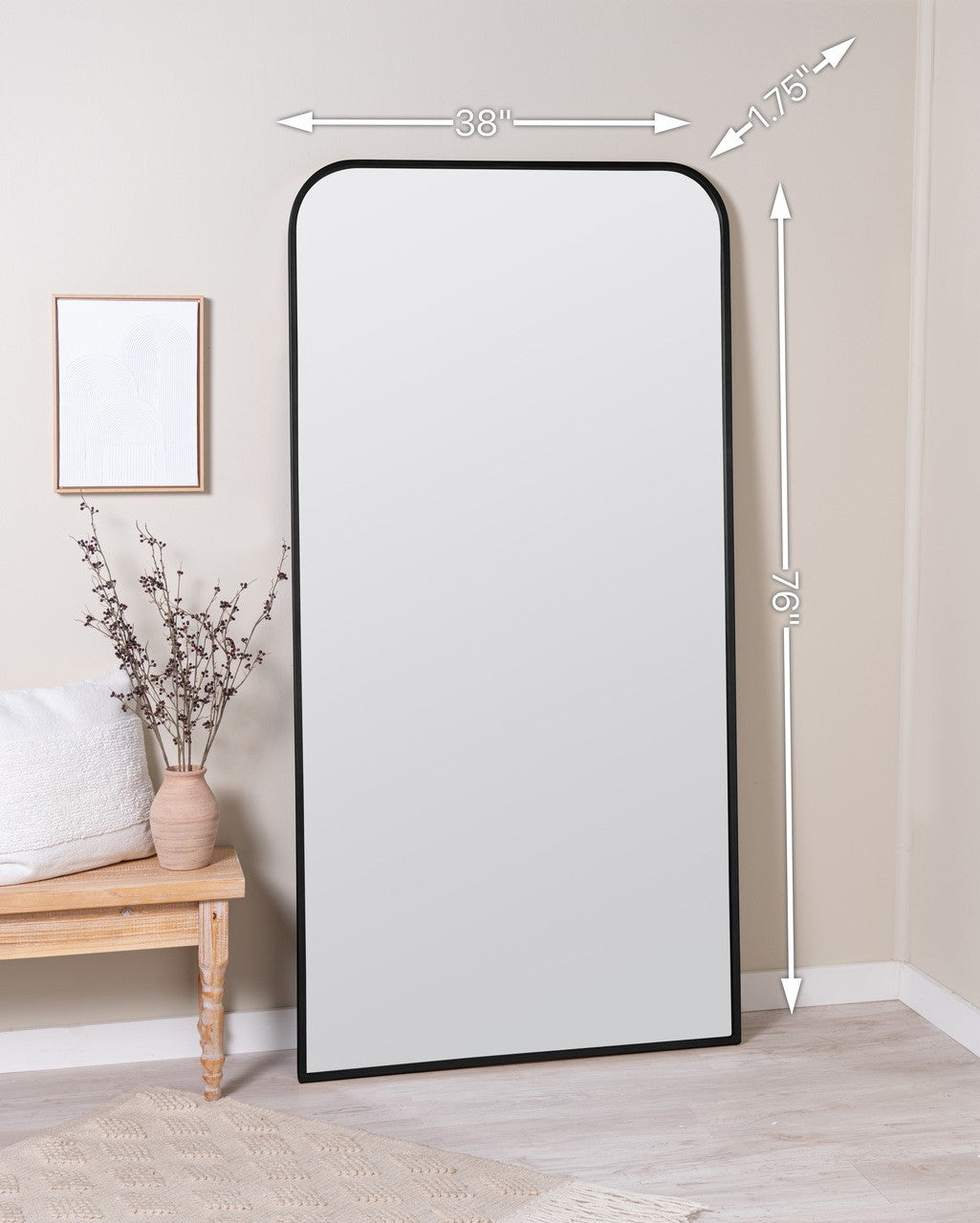 Amberly Black Floor Mirror