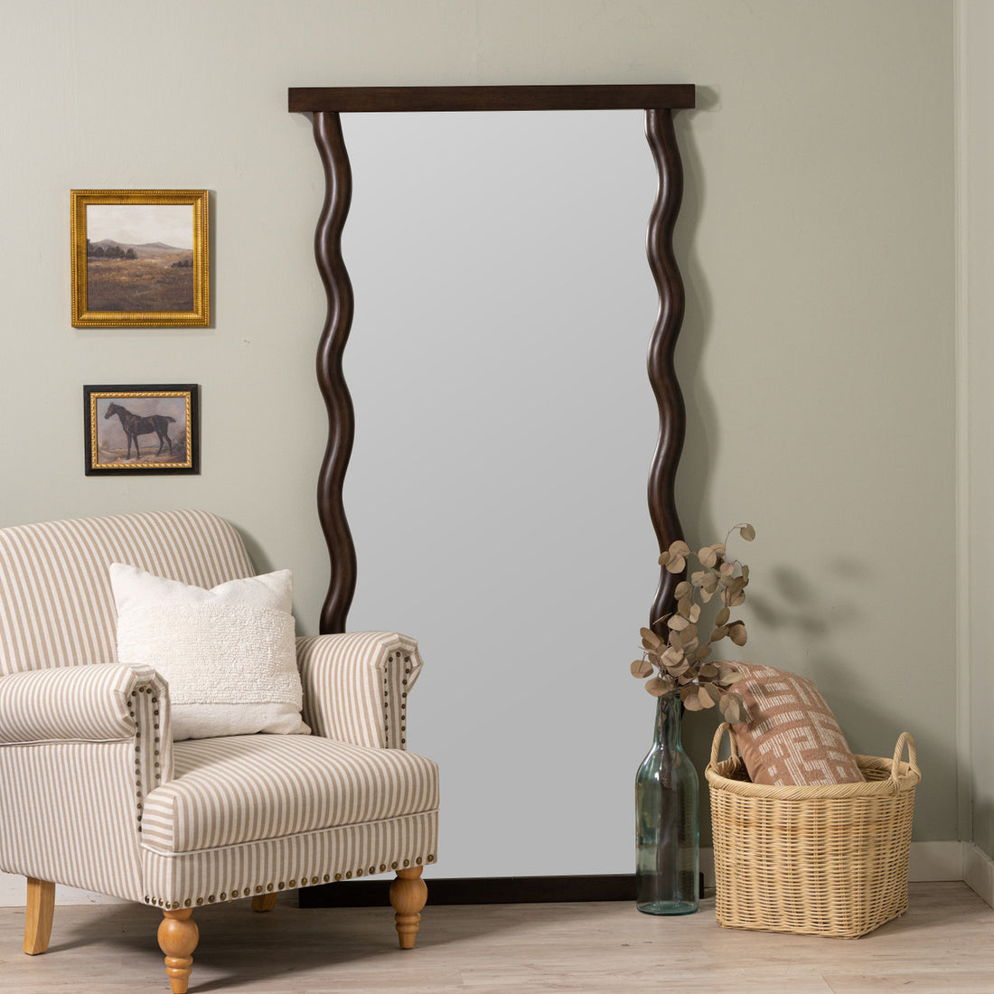 Livia Dark Wood Floor Mirror