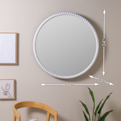 Eva White Round Mirror