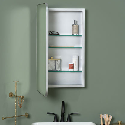 Hadley Silver Medicine Cabinet - Recess Mount