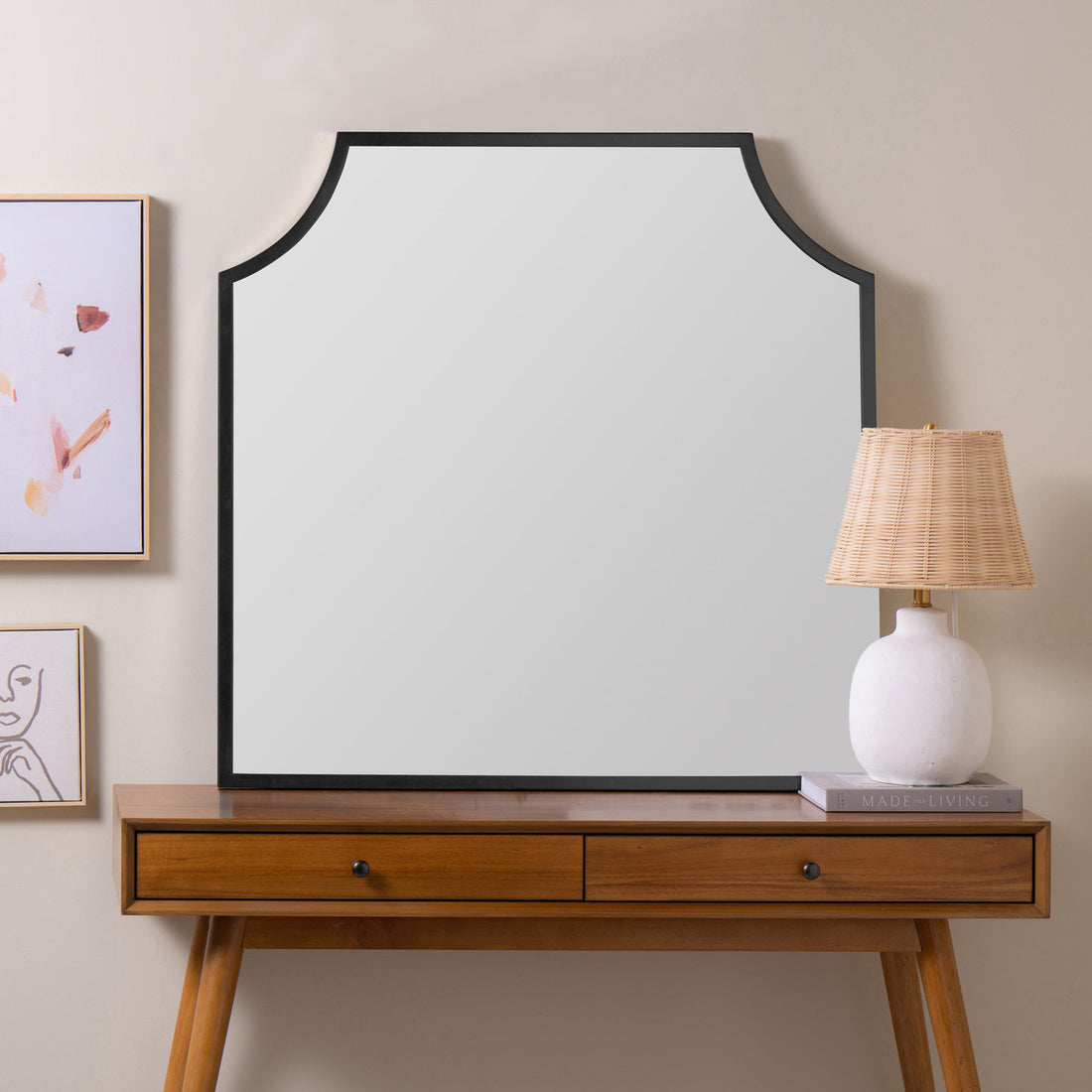 Simone Matte Black Mantle Mirror