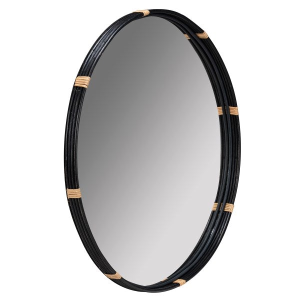 Evan Wall Mirror - Black Rattan