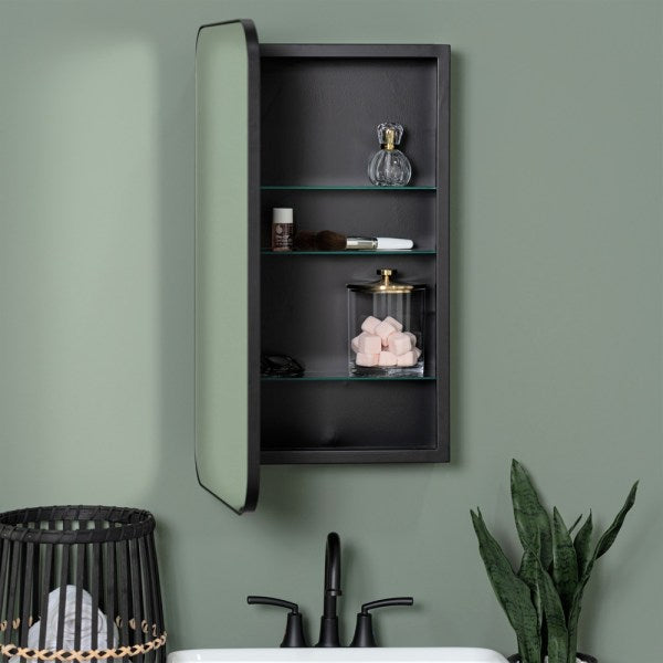 Hadley Seamless Medicine Cabinet in Black by Cooper Classics