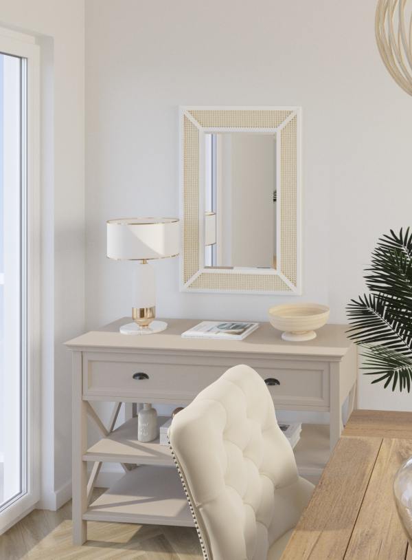 Dani Wall Mirror by Cooper Classics in White | Made of Bamboo